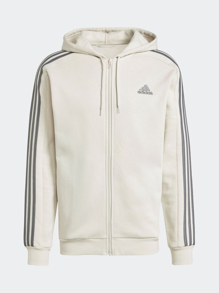 adidas Brown Essentials Fleece 3 Stripes Zip Up Hoodie - Image 7 of 7