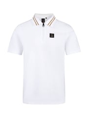 Luke 1977 White Luke 1977 Throop White Gold Zip Neck Polo Shirt - Image 4 of 7