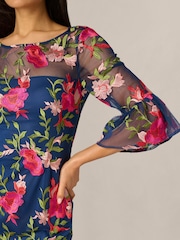 Adrianna Papell Blue Embroidered Short Dress - Image 4 of 7