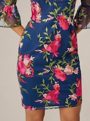 Adrianna Papell Blue Embroidered Short Dress - Image 5 of 7