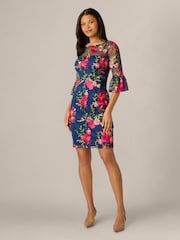 Adrianna Papell Blue Embroidered Short Dress - Image 6 of 7