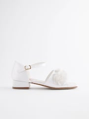 White Ivory Satin Bridesmaid Corsage Heel Sandals - Image 2 of 6