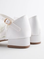 White Ivory Satin Bridesmaid Corsage Heel Sandals - Image 4 of 6