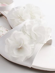 White Ivory Satin Bridesmaid Corsage Heel Sandals - Image 5 of 6
