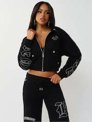 True Religion Black Applique Rlx Zip Up Hoodie - Image 1 of 4