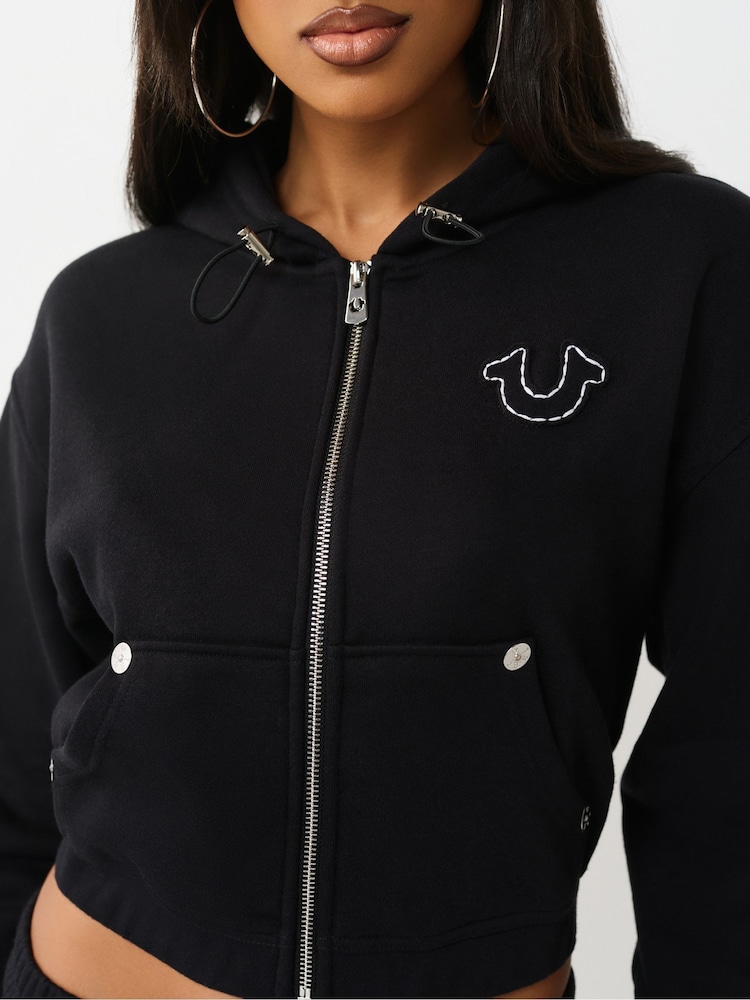 True Religion Black Applique Rlx Zip Up Hoodie - Image 4 of 4
