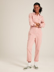 Joules Rose Pink Long Sleeve Cotton Boiler Suit - Image 1 of 5