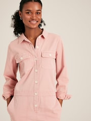 Joules Rose Pink Long Sleeve Cotton Boiler Suit - Image 4 of 5
