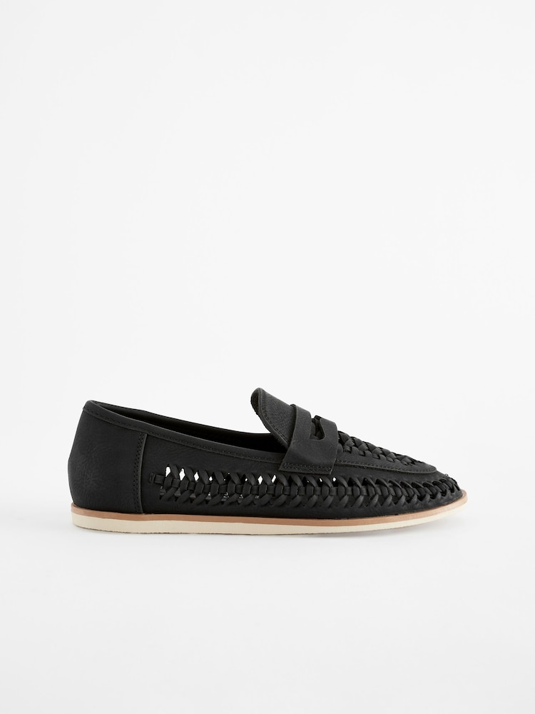 Black Woven Loafers - Image 2 of 6 Black Woven Loafers - Image 2 of 6