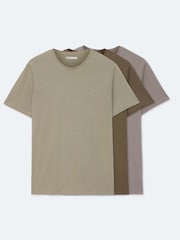 AllSaints Green Brace Short Sleeve Crew Neck T-Shirts 3 Pack - Image 1 of 8