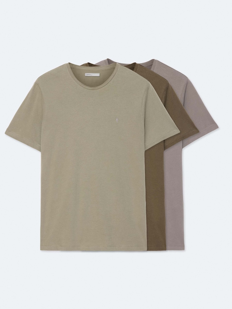 AllSaints Green Brace Short Sleeve Crew Neck T-Shirts 3 Pack - Image 1 of 8