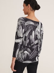 Phase Eight Multi Adara Linear Zip Neck Print Black Jumper - Image 2 of 6
