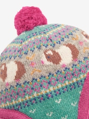 JoJo Maman Bébé Green Fairisle Pattern Bobble Hat - Image 2 of 2