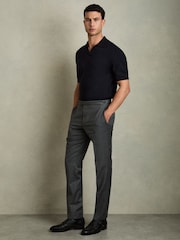 Reiss Navy Duchie Merino Wool Open Collar Polo Shirt - Image 3 of 7
