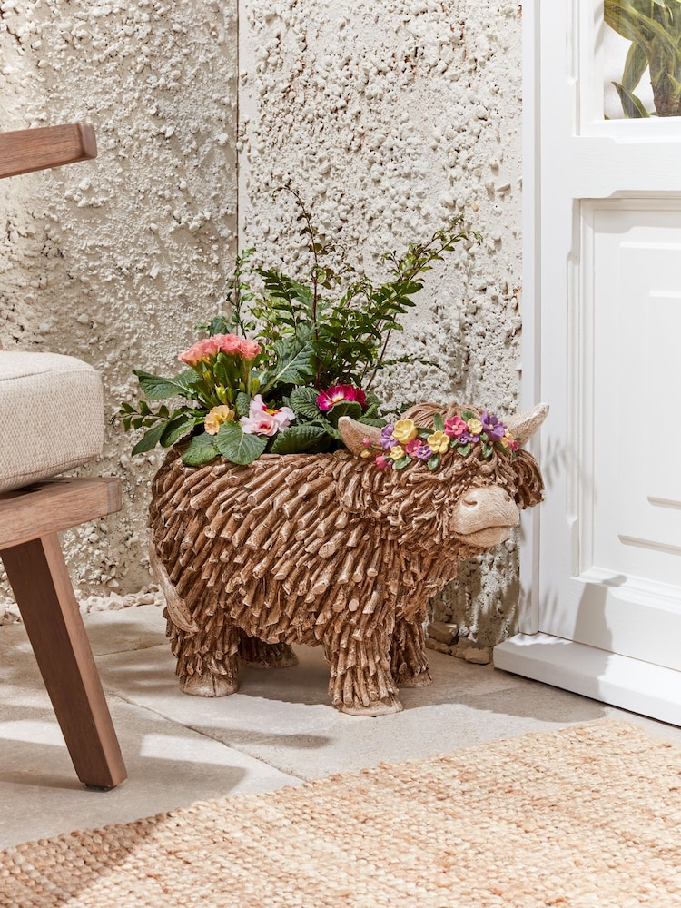 Natural Outdoor Hamish The Highland Cow Plant Pot - Image 1 of 3