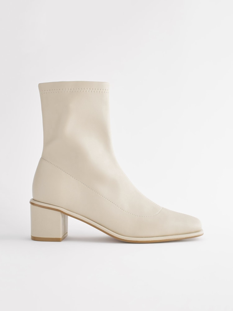 Bone Natural Regular/Wide Fit Forever Comfort® Sock Ankle Boots - Image 2 of 6