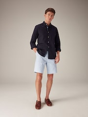 Light Blue Oxford Straight Fit Stretch Chinos Shorts - Image 2 of 9