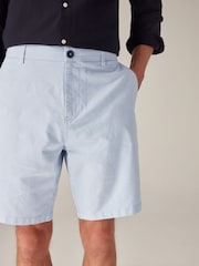 Light Blue Oxford Straight Fit Stretch Chinos Shorts - Image 5 of 9