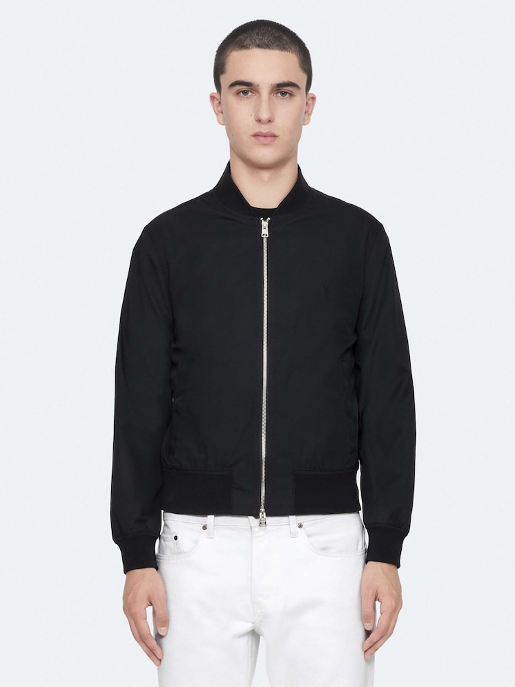 AllSaints Black Abbot Bomber Jacket - Image 1 of 8
