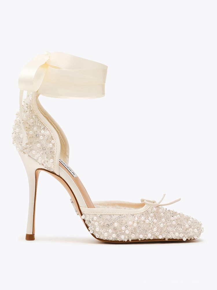 Steve Madden White Larina Sequin Heeled Court Shoes - Image 1 of 4 Steve Madden White Larina Sequin Heeled Court Shoes - Image 1 of 4