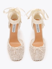 Steve Madden White Larina Sequin Heeled Court Shoes - Image 5 of 6
