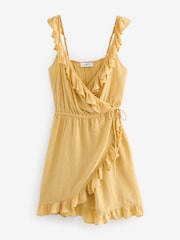 Yellow Mini Wrap Dress - Image 7 of 8