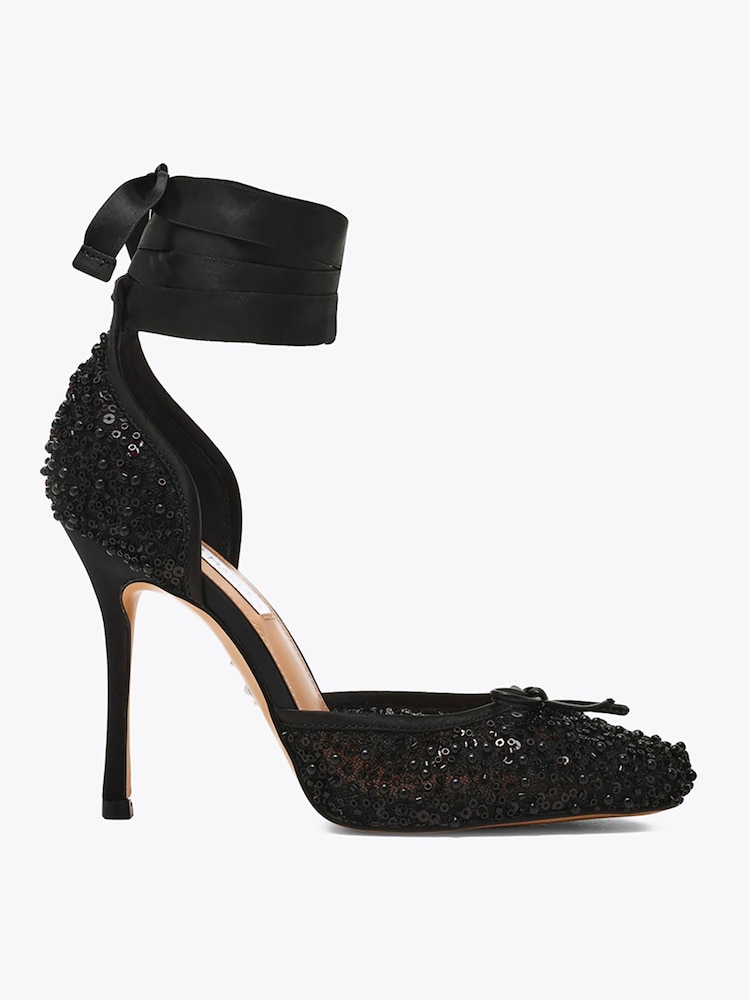 Steve Madden Black Larina Sequin Heeled Court Shoes - Image 1 of 2 Steve Madden Black Larina Sequin Heeled Court Shoes - Image 1 of 2