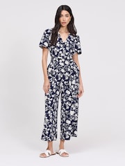 Finery Blue Floral Uma Cropped Wide Leg Jumpsuit - Image 1 of 4