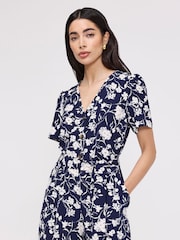 Finery Blue Floral Uma Cropped Wide Leg Jumpsuit - Image 3 of 4