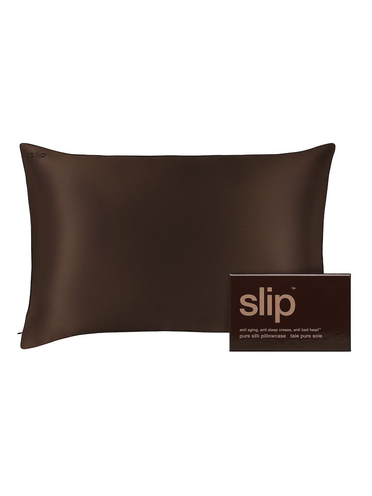 Slip Chocolate Pure Silk Queen Pillowcase - Image 1 of 8 Slip Chocolate Pure Silk Queen Pillowcase - Image 1 of 8