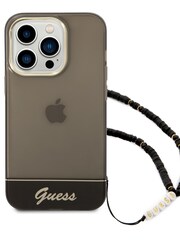 Guess iPhone Pc/Tpu Iml Double Layer Electroplated Camera Outline Translucent 14 Pro Black Case with Strap - Image 1 of 4