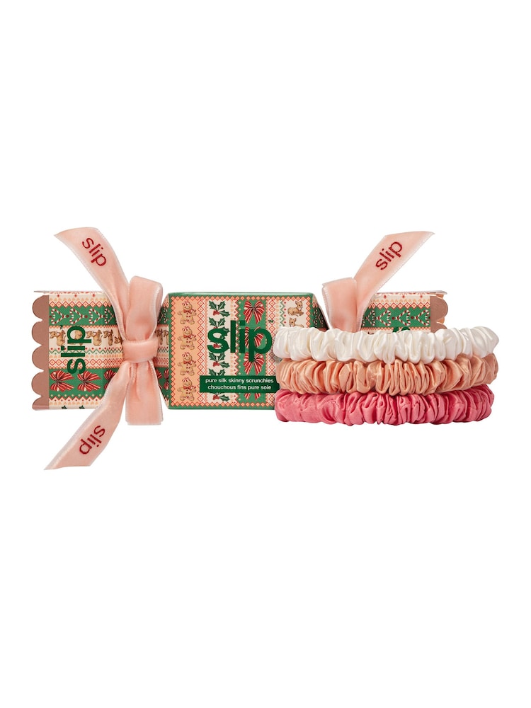 Slip noelle Pure Silk Skinny Scrunchie Trio Christmas Cracker (Worth £33) - Image 1 of 8 Slip noelle Pure Silk Skinny Scrunchie Trio Christmas Cracker (Worth £33) - Image 1 of 8