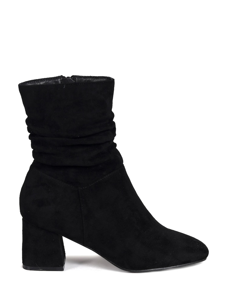 Linzi Black Aster Ruched Heeled Ankle Boots - Image 2 of 4