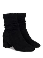 Linzi Black Aster Ruched Heeled Ankle Boots - Image 3 of 4