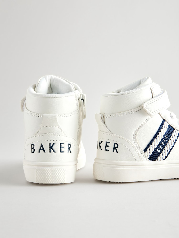 Baker by Ted Baker Boys Branded Tape Hi-Top White Trainers - Image 4 of 7