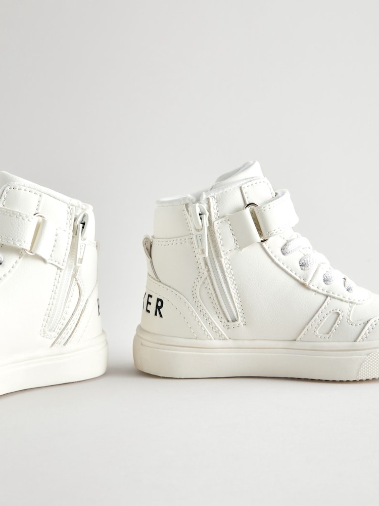 Baker by Ted Baker Boys Branded Tape Hi-Top White Trainers - Image 6 of 7