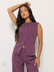PixieGirl Petite Red Pinstripe Waistcoat & Wide Leg Trousers - Image 2 of 8