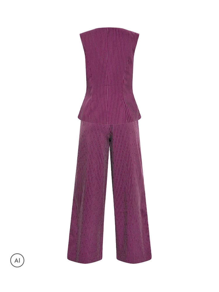 PixieGirl Petite Red Pinstripe Waistcoat & Wide Leg Trousers - Image 8 of 8 PixieGirl Petite Red Pinstripe Waistcoat & Wide Leg Trousers - Image 8 of 8