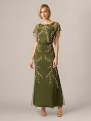 Adrianna Papell Green Studio Beaded Flutter Blouson Dress - Image 1 of 6