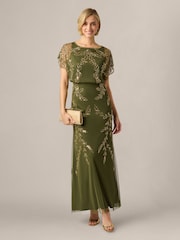 Adrianna Papell Green Studio Beaded Flutter Blouson Dress - Image 3 of 6