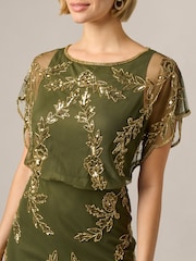 Adrianna Papell Green Studio Beaded Flutter Blouson Dress - Image 5 of 6