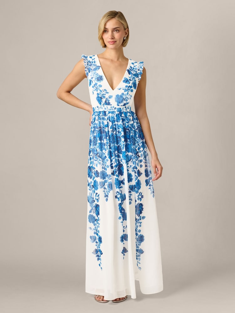 Adrianna Papell Floral Border Gown - Image 1 of 6
