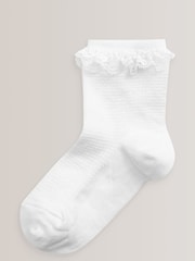 White 2 Pack Cotton Rich Ruffle Ankle Socks - Image 2 of 2