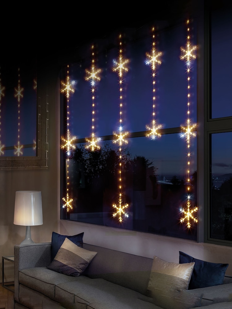 White Snowflake Curtain Flashing Christmas Line Lights - Image 1 of 2