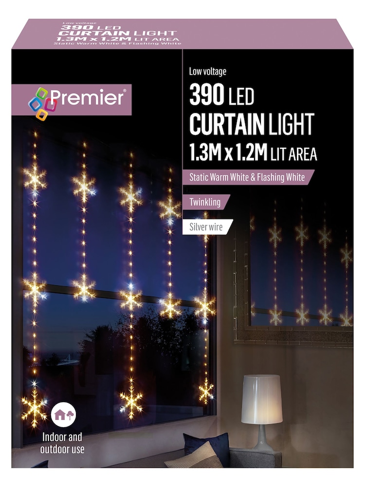 White Snowflake Curtain Flashing Christmas Line Lights - Image 2 of 2