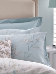 Laura Ashley Set of 2 Duck Egg Blue Pussy Willow 100% Cotton Pillowcases - Image 1 of 3