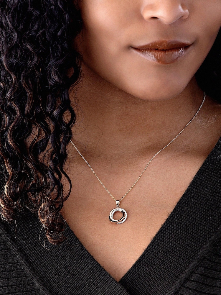 Beaverbrooks 9ct Three-Colour Gold Cubic Zirconia Circles Pendant - Image 1 of 4