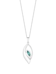 Simply Silver Silver Tone Tourmaline Navette Pendant Necklace - Image 1 of 3