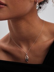 Simply Silver Silver Tone Tourmaline Navette Pendant Necklace - Image 2 of 3