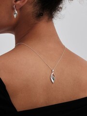 Simply Silver Silver Tone Tourmaline Navette Pendant Necklace - Image 3 of 3